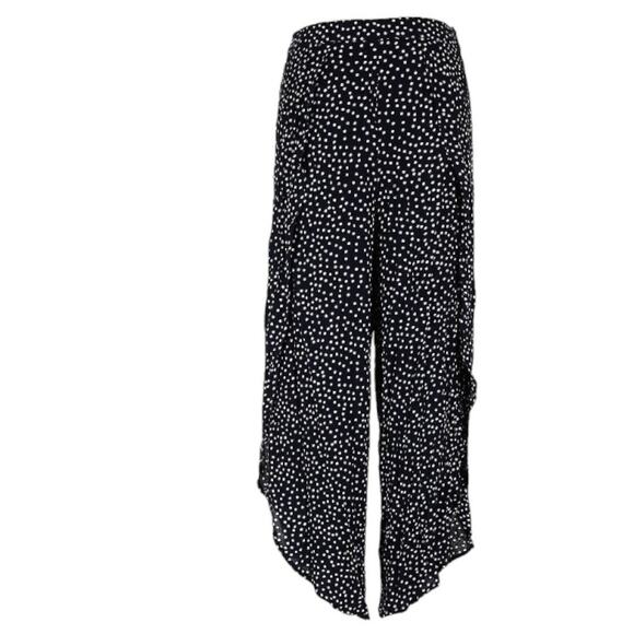 RD Style Blue White Polka Dot Wide Leg With Slit Pants Size Large NWOT - Picture 3 of 10